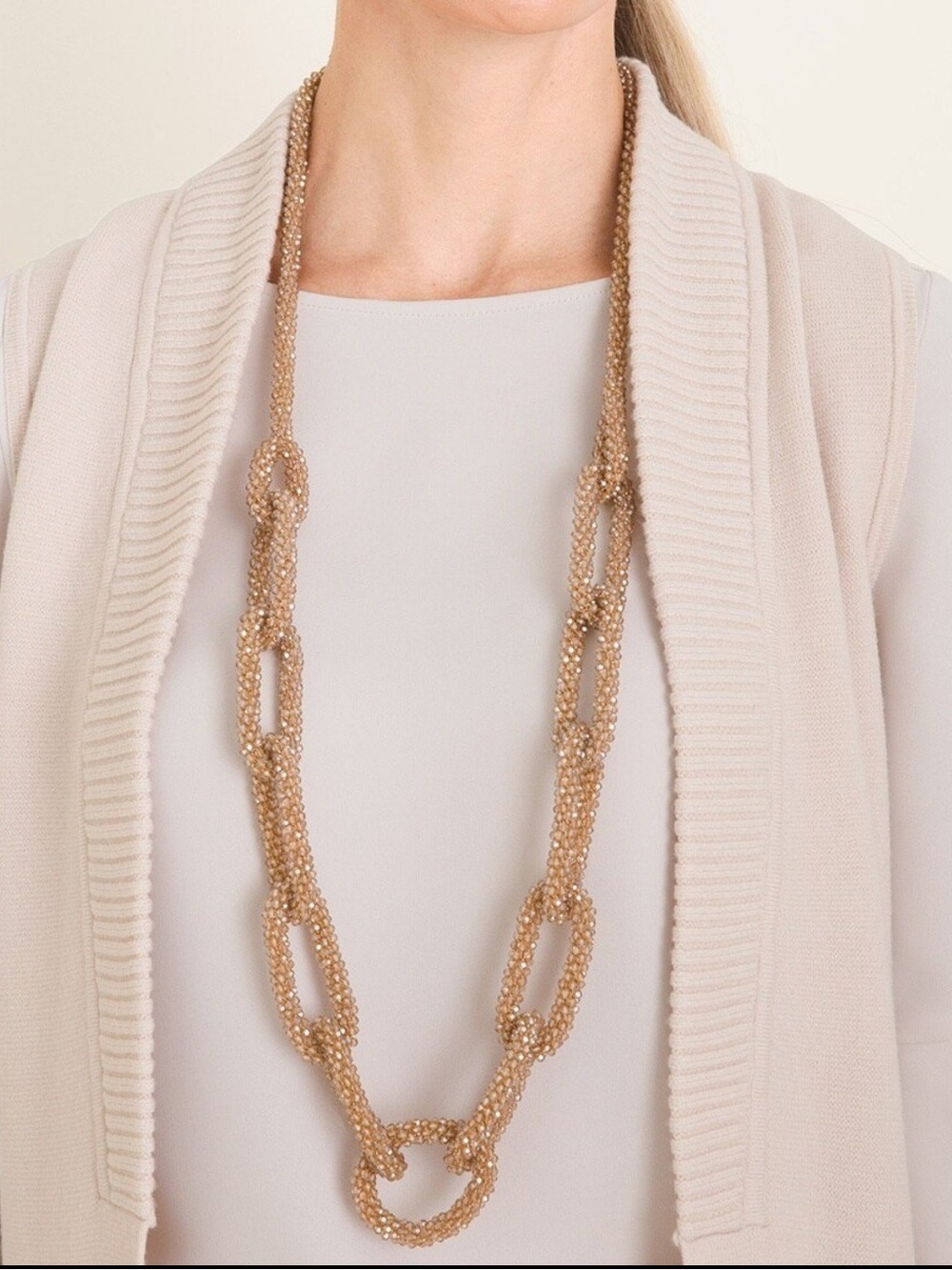 Chico’s NWT Long Champagne Lumi Necklace